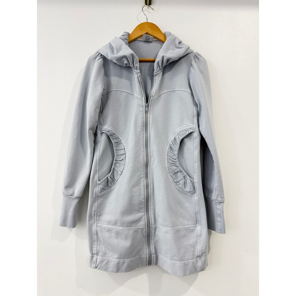 CMC Color Me Cotton Hoodie Women's Small Grey Blue Hooded Tunic Full Zip Jacket